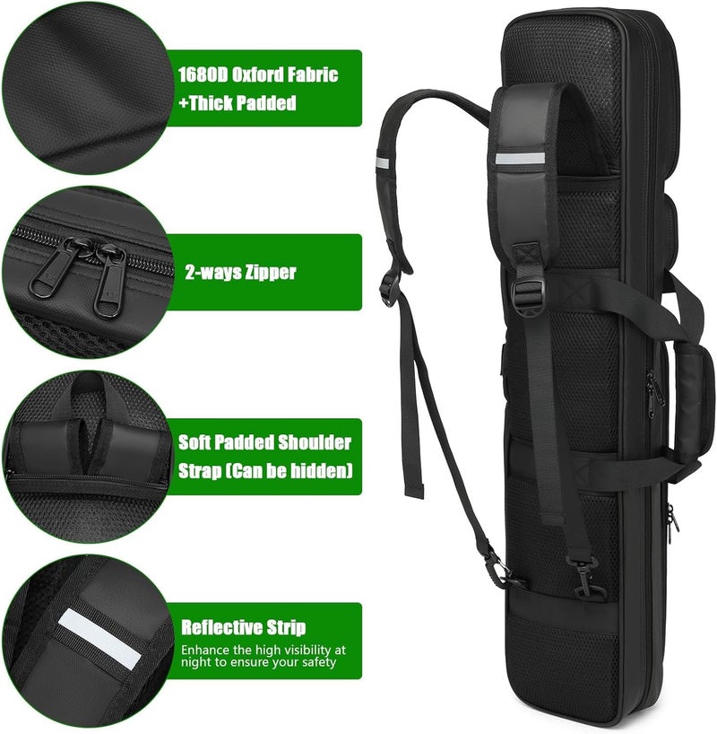Beejirm Pool Cue Case 4x4, Pool Stick Case Cue Bag with Hidden Backpack-Strap, Cue Stick Case Holds 4 Butts and 4 Shafts, Billiard Pool Cue Carrying Case with Large Front Accessory Pockets and 1 Cue Ball Case - Image 4